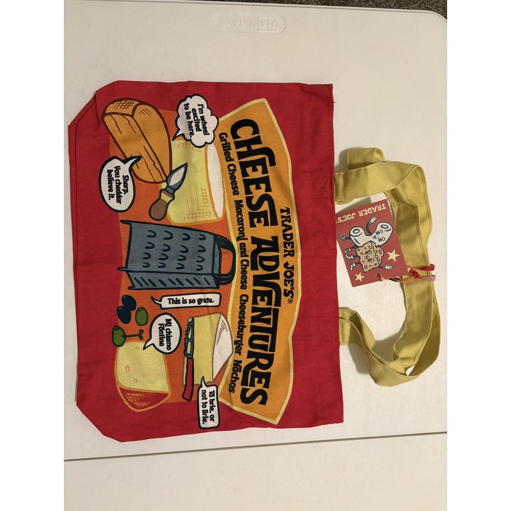 Trader Joe's Bag  Reusable Canvas NEW Cheese Adventures shopping Heavy DutyLarge